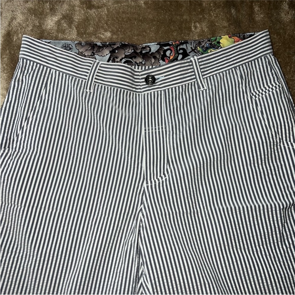 Lululemon Mens Grey & White Stripe Golf Shorts Size 36